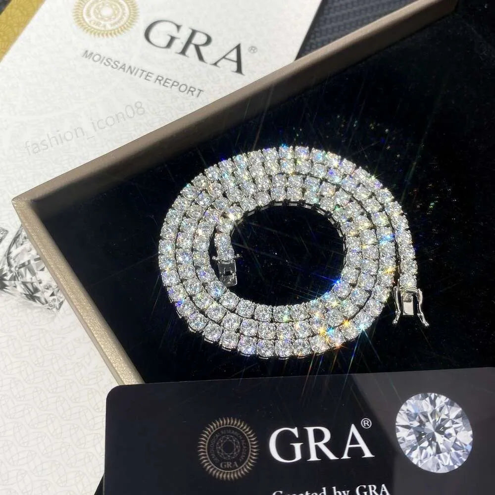 18" Necklace Moissanite Chain Cuban Tennis Chain Link Iced Out