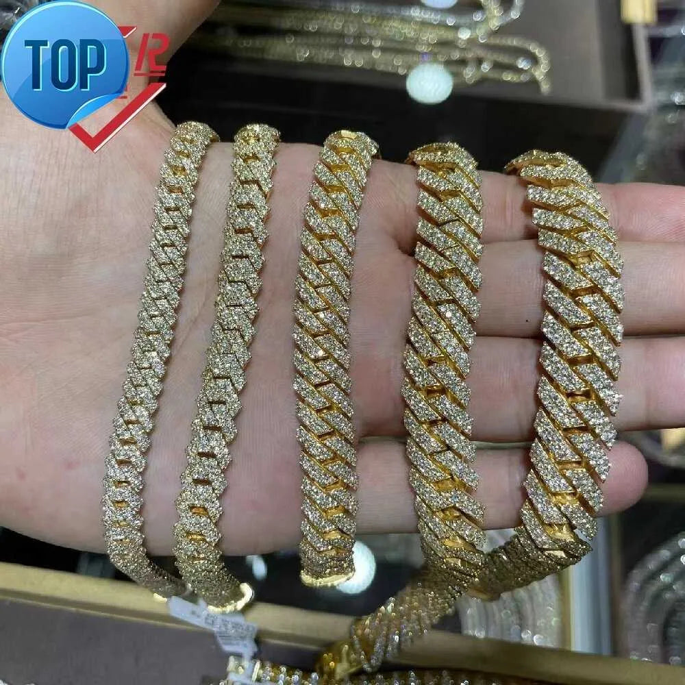 18" Necklace Moissanite Chain Cuban Tennis Chain Link Iced Out