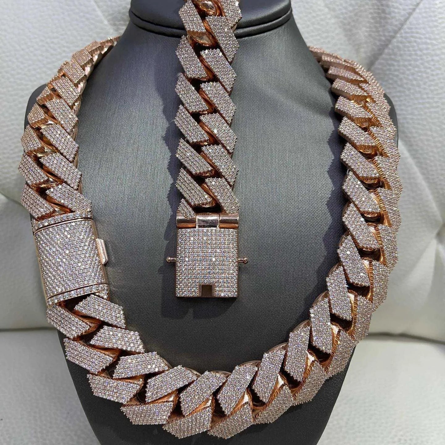 20" Necklace Moissanite Chain Cuban Link Iced Out