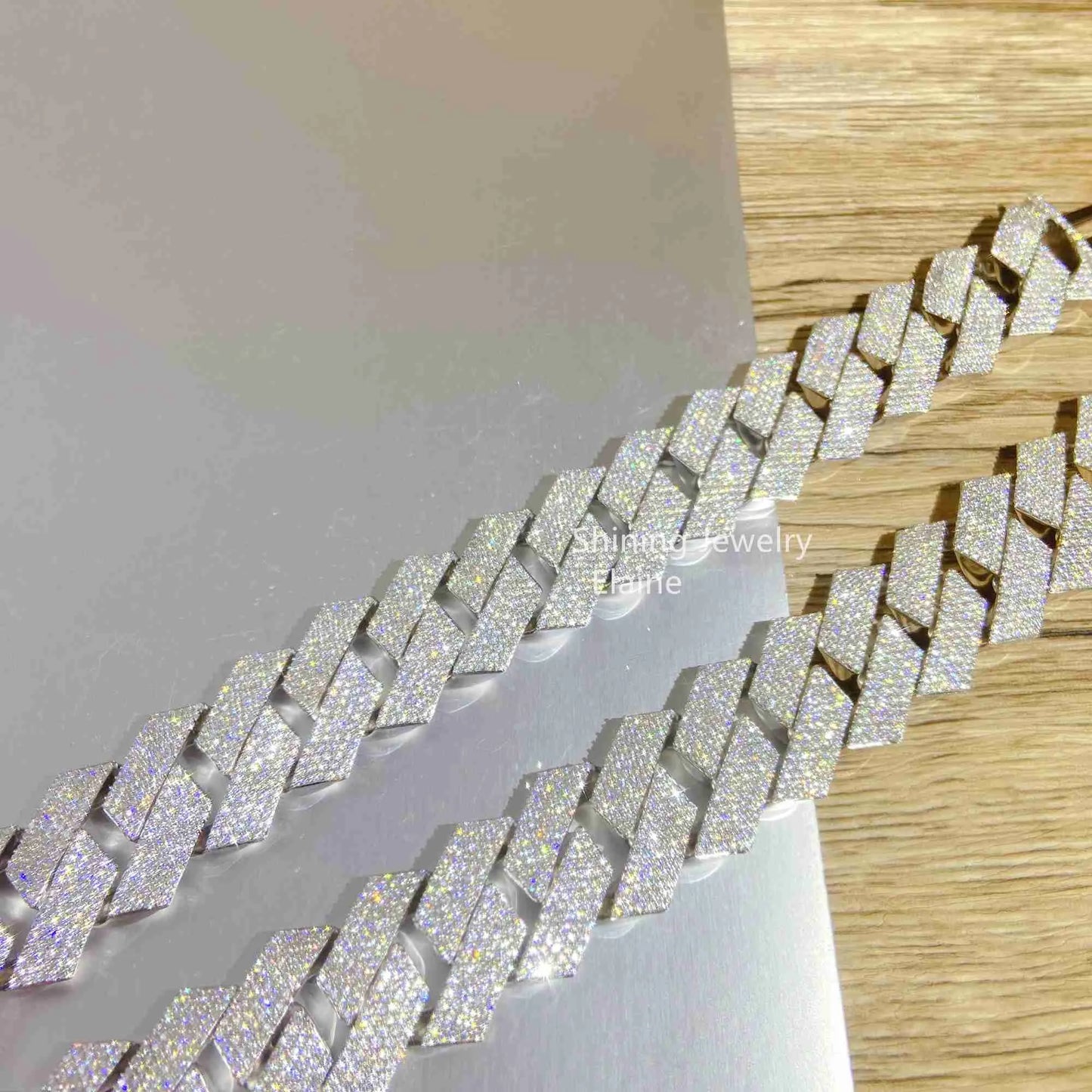 22" Silver Necklace VVS Moissanite Iced Out Cuban Link Chain
