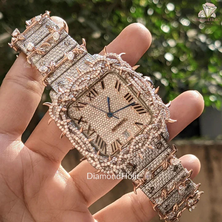 Unique Designer Watch For Him, Classic Moissanite Diamond Valentine Gift For Boyfriend