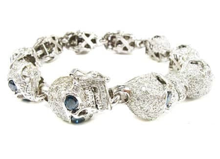 8" VVS Moissanite Diamonds Skull Bracelet