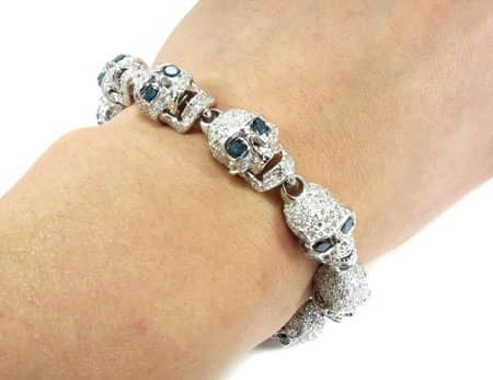 8" VVS Moissanite Diamonds Skull Bracelet