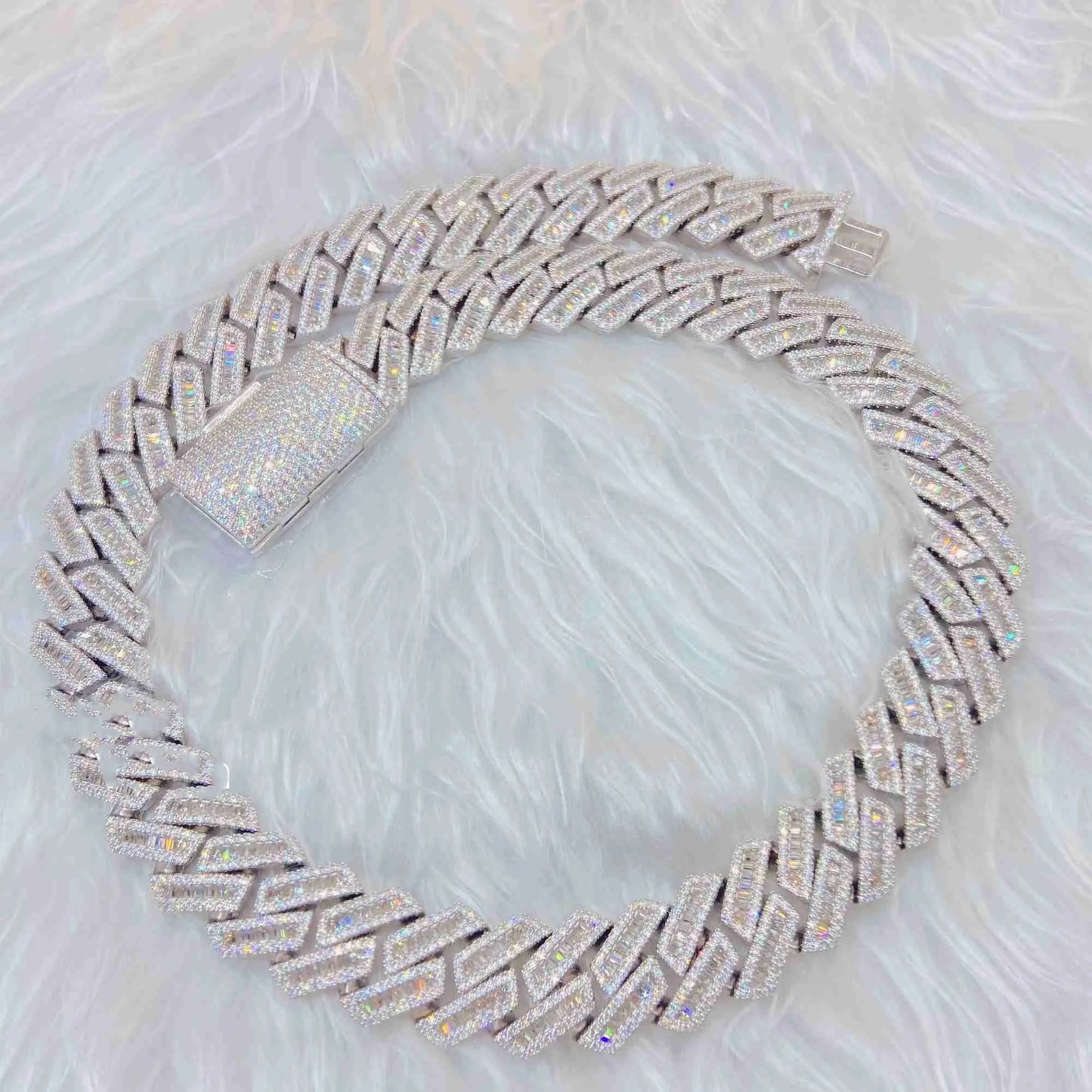 20" Necklace Moissanite Chain Cuban Link Iced Out