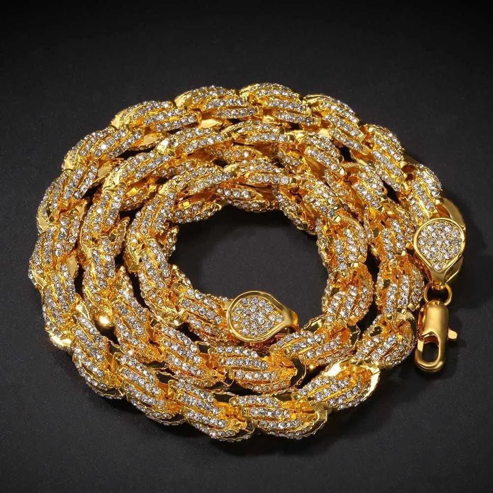 18" Necklace Rope Gold VVS Moissanite Iced Out Cuban Link Chain