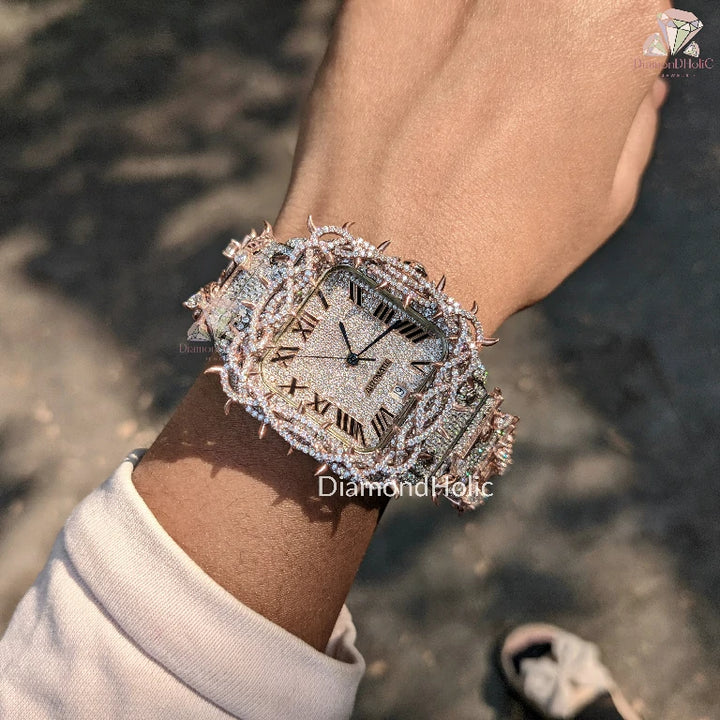 Unique Designer Watch For Him, Classic Moissanite Diamond Valentine Gift For Boyfriend