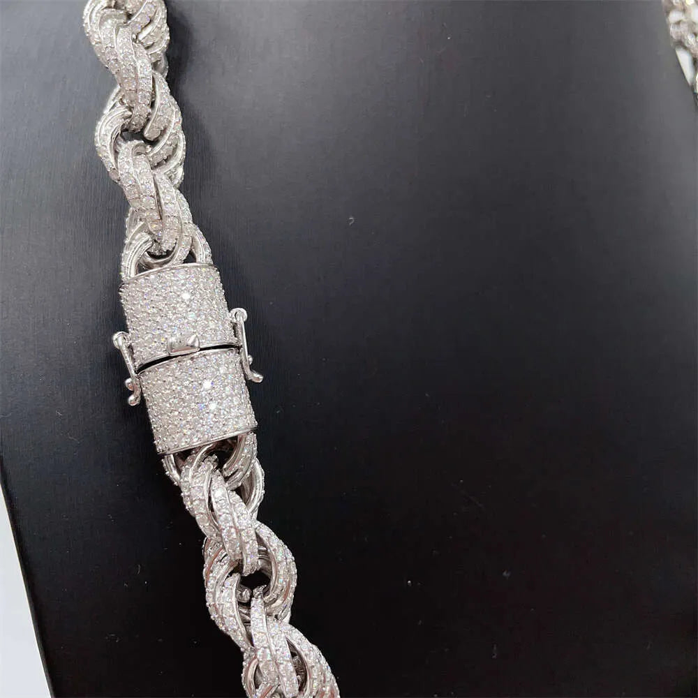 20" Necklace Moissanite Chain Cuban Tennis Chain Link Iced Out