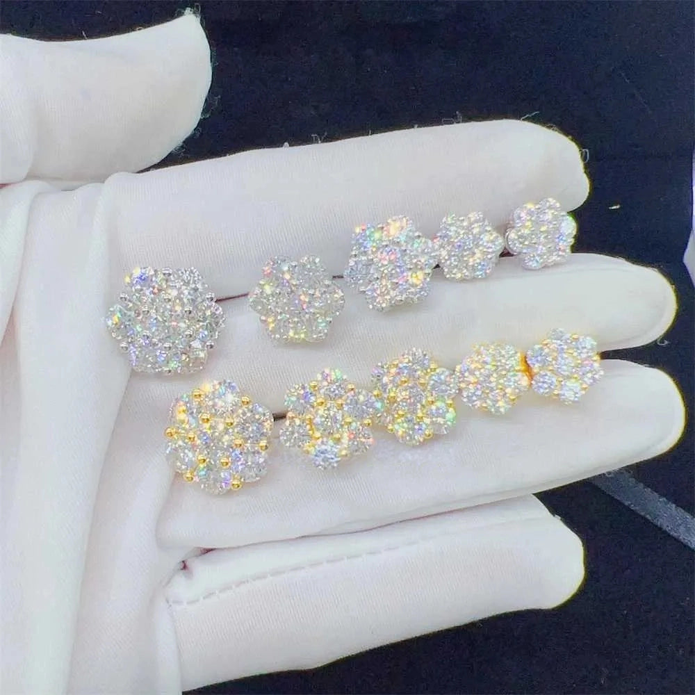 8mm Earring Flower Iced Out Vvs Moissanite
