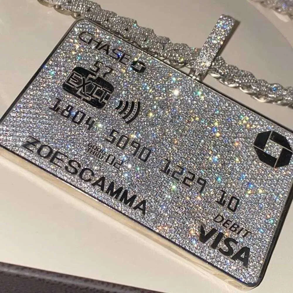 VISA Pendant Iced Fully Vvs Moissanite Diamond