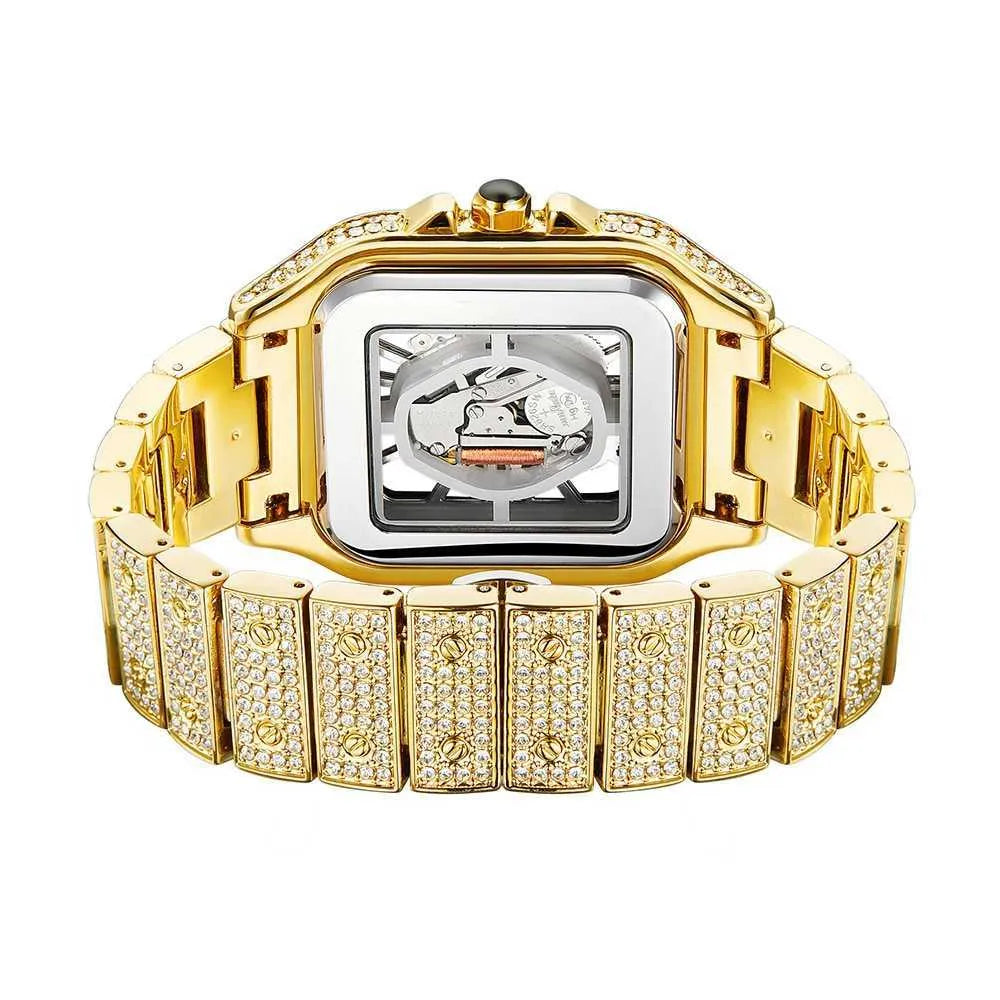 8" Iced Out Diamond Moissanite Gold Watch
