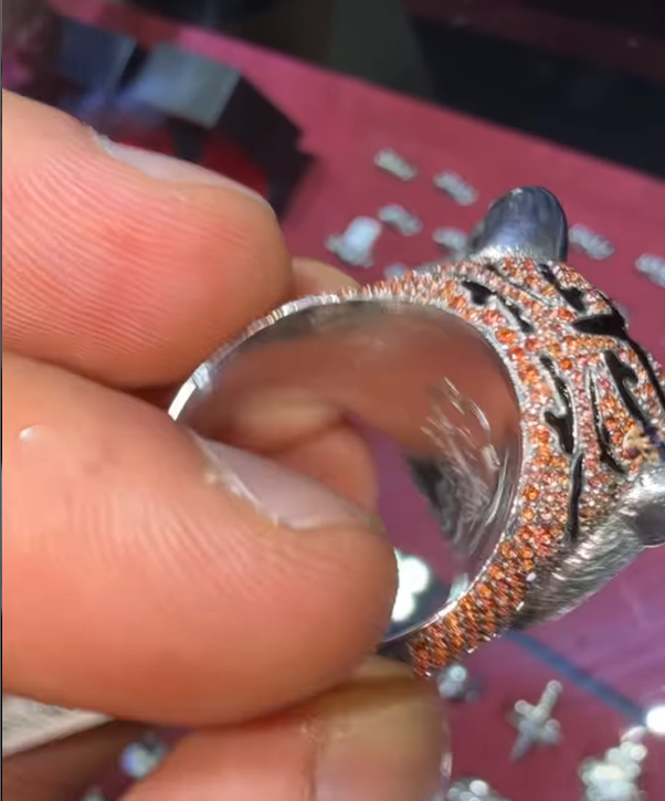 9" Custom Lion Ring VVS Moissanite