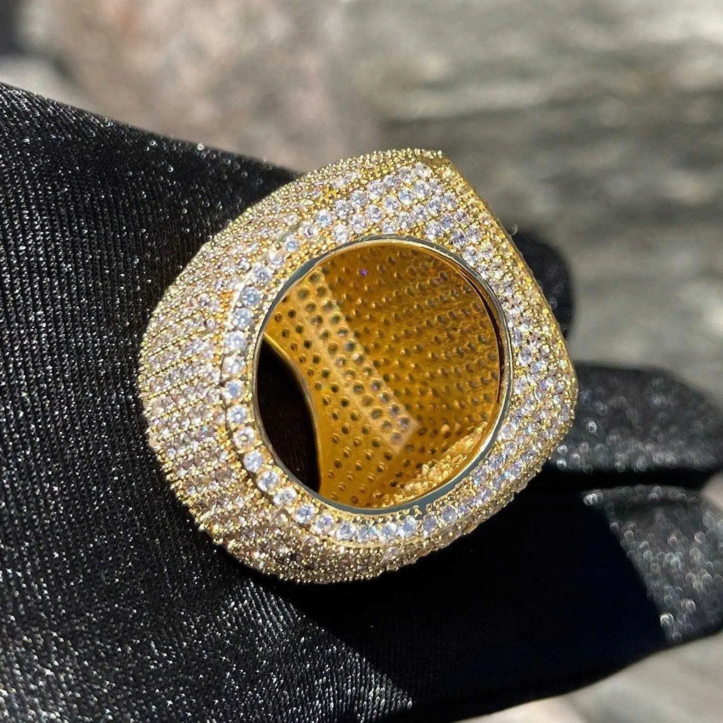 9" Moissanite Diamond Rings Fully Iced Original VVS Gold