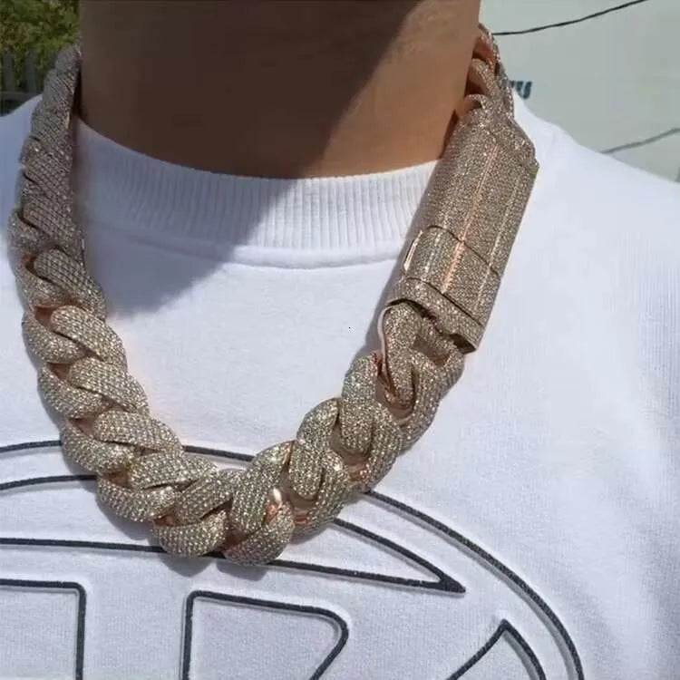 20" Necklace Moissanite Chain Cuban 30mm Tennis Chain Link Iced Out