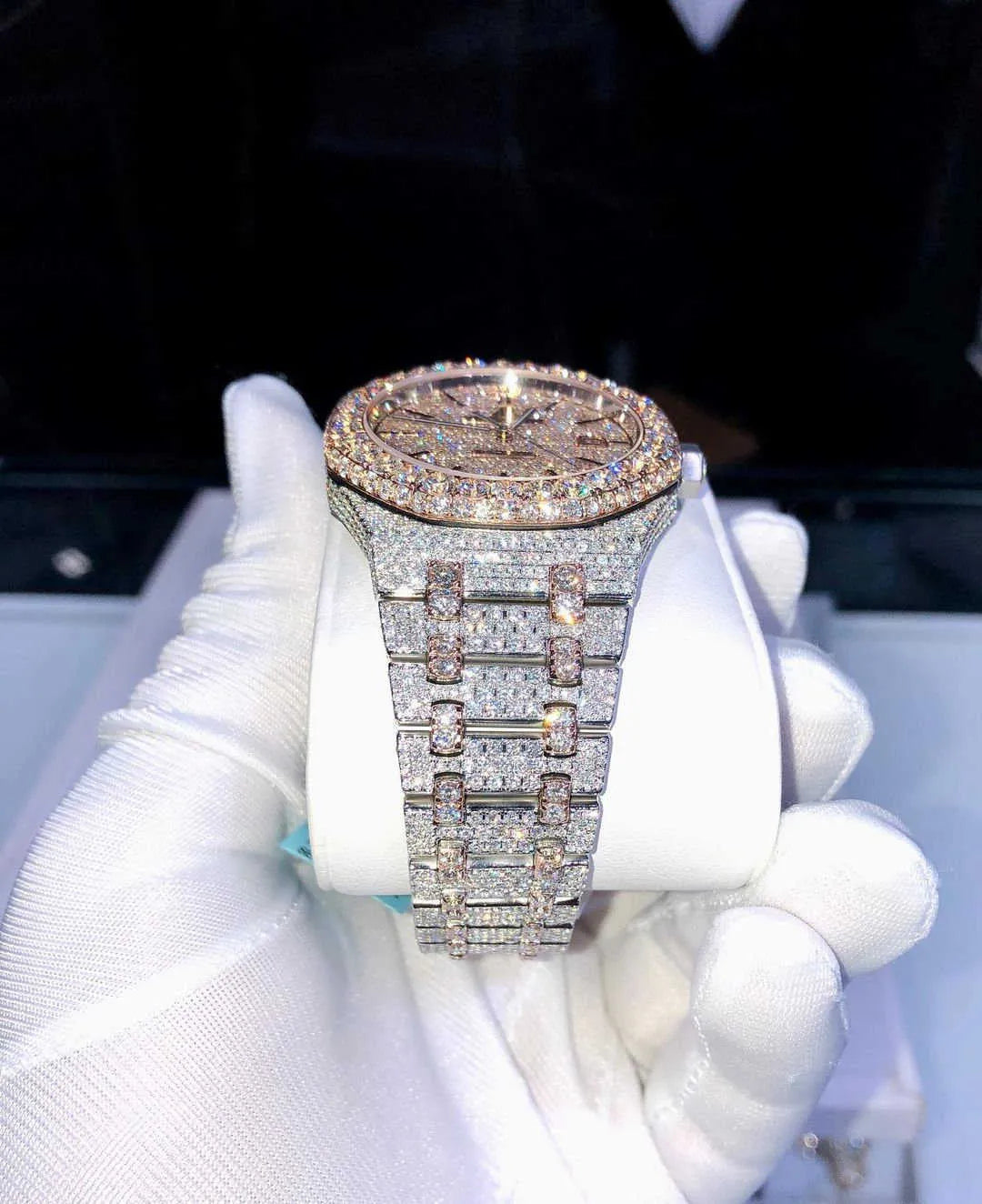 8" Iced Out VVS Moissanite Diamond Moissanite Silver Watch