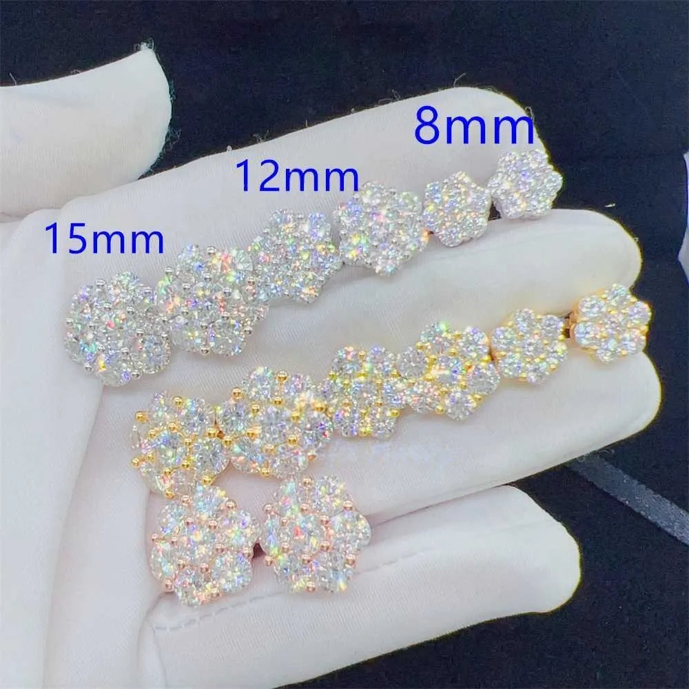 8mm Earring Flower Iced Out Vvs Moissanite