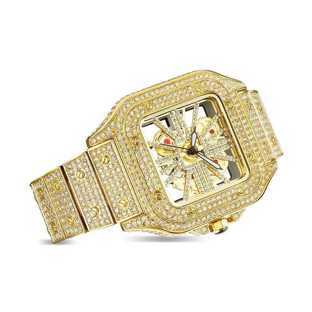 8" Iced Out Diamond Moissanite Gold Watch