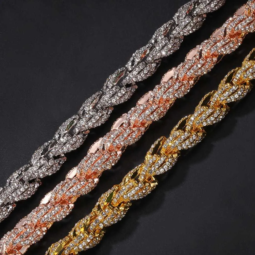18" Silver Rope Necklace VVS Moissanite Iced Out Cuban Link Chain