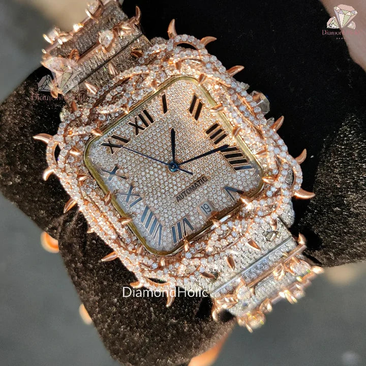 Unique Designer Watch For Him, Classic Moissanite Diamond Valentine Gift For Boyfriend