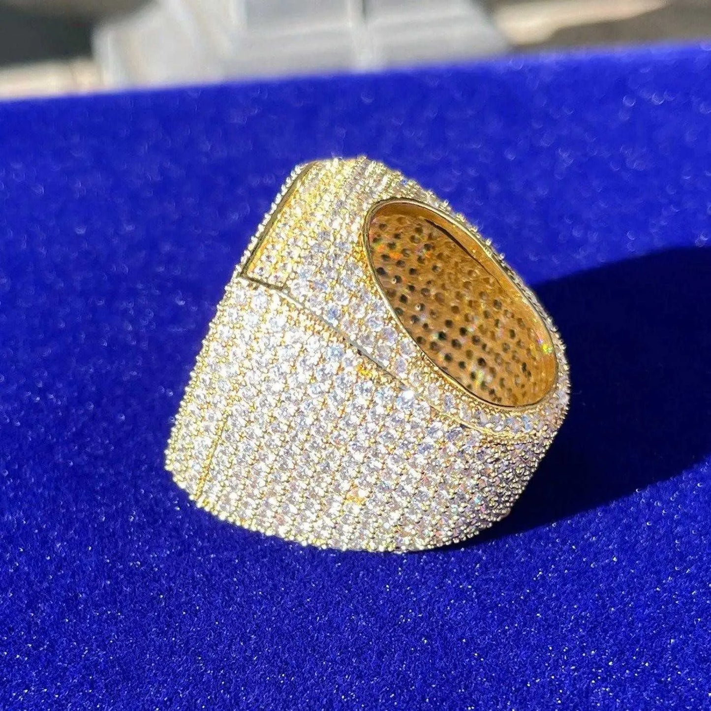 9" Moissanite Diamond Rings Fully Iced Original VVS Gold