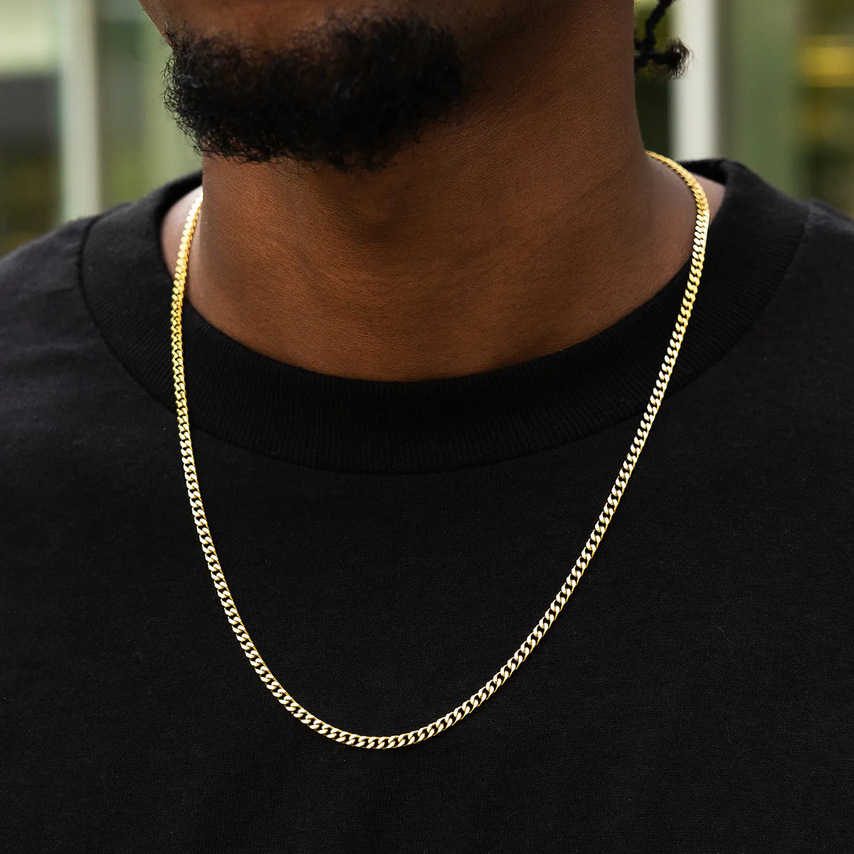 20" Cuban Link Necklace Chain in Yellow Gold - 3mm