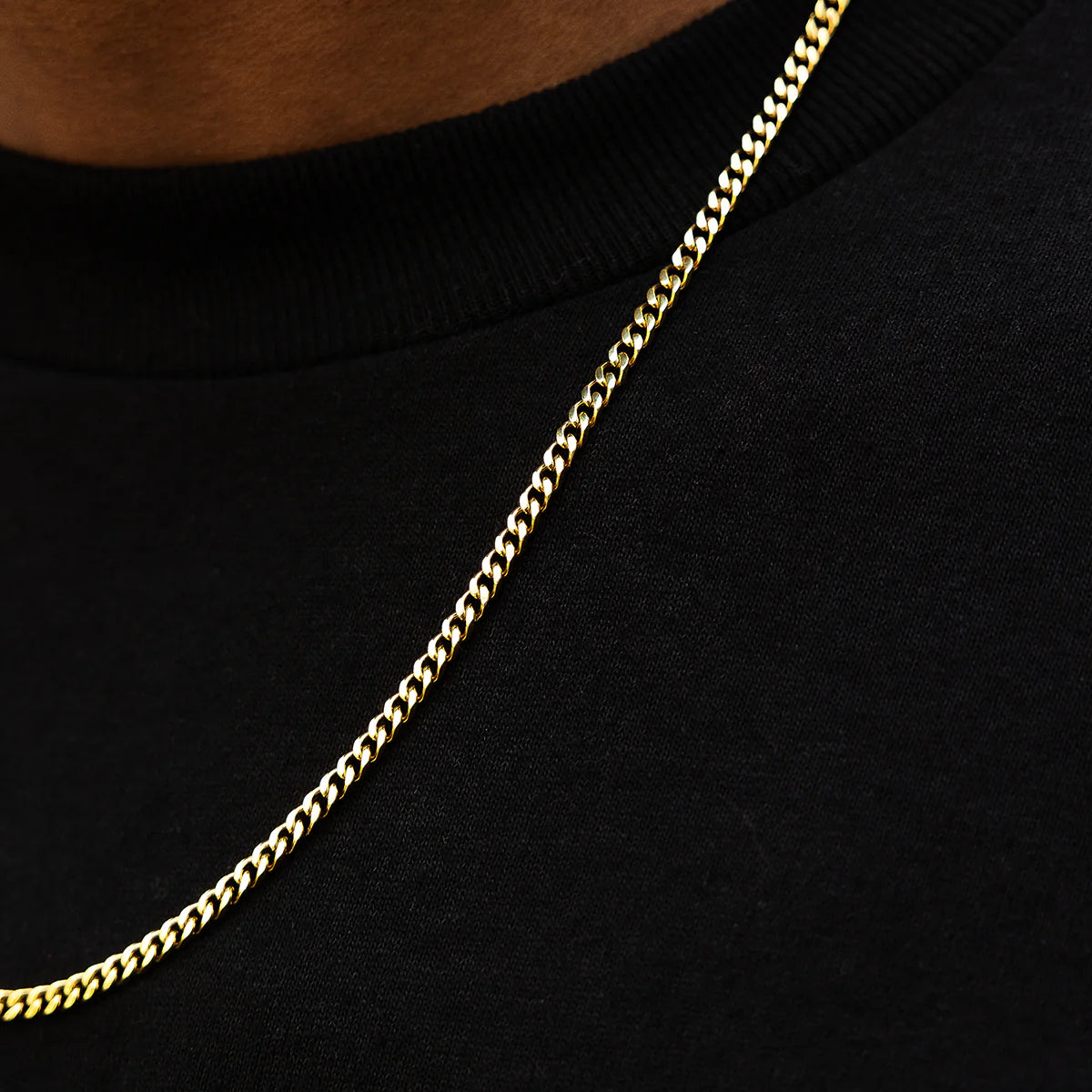 20" Cuban Link Necklace Chain in Yellow Gold - 3mm