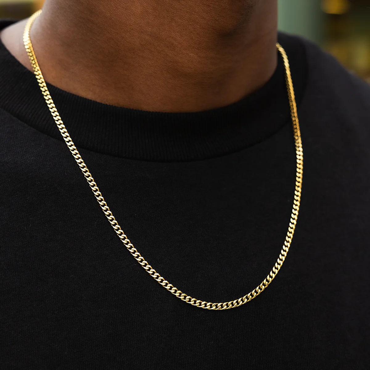 20" Cuban Link Necklace Chain in Yellow Gold - 3mm