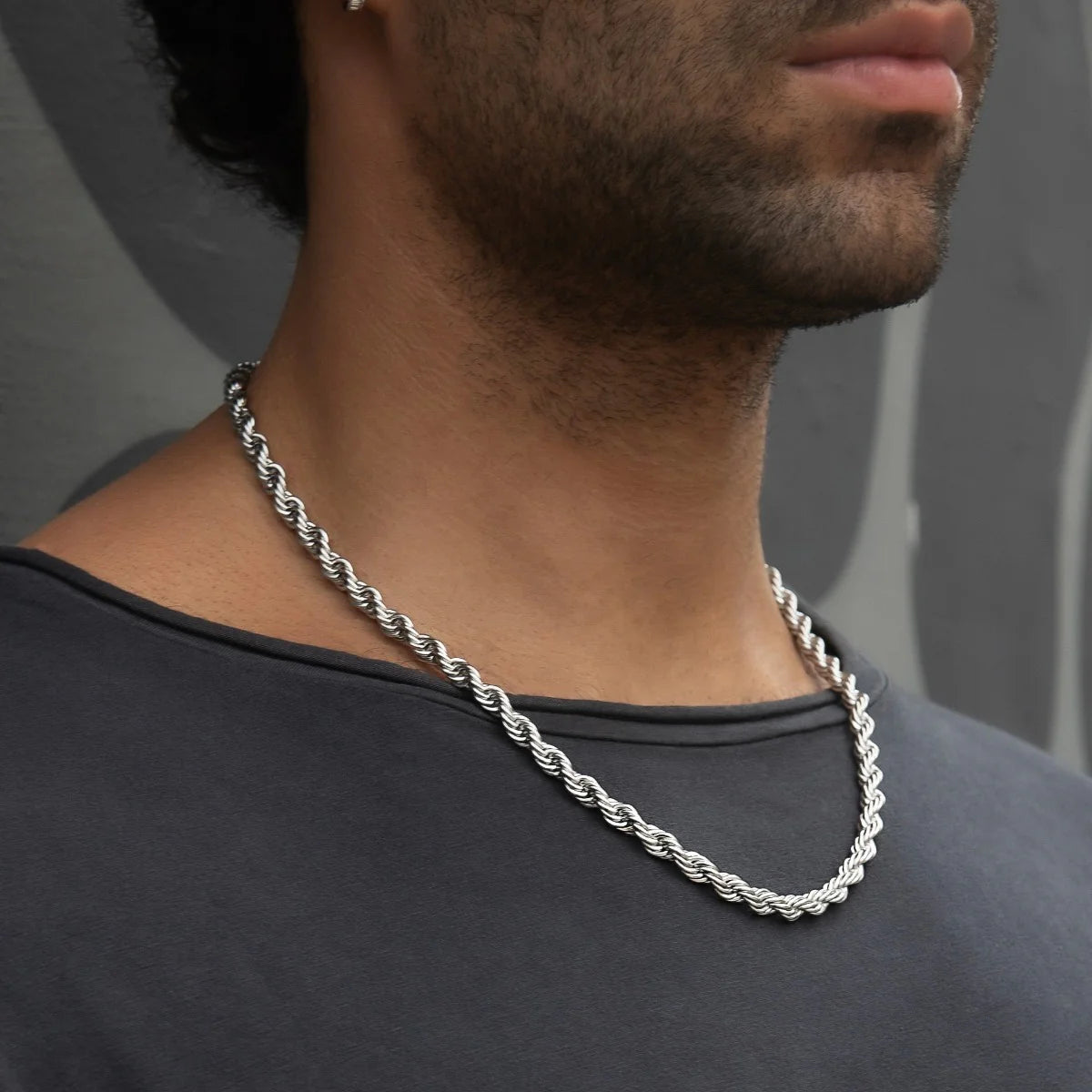 18" Rope Chain in White Gold- 6mm