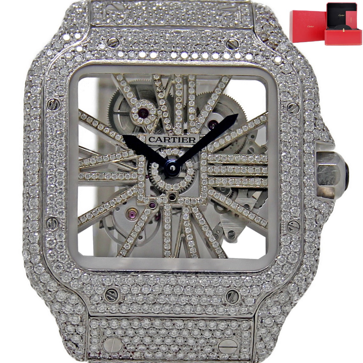 Cartier 4109 Santos SKELETON LOADED DIAMOND Stainless Steel AUTOMATIC