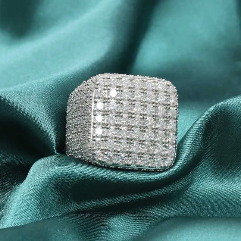 9" Hip Hop Iced Out Vvs Moissanite Ring 925 Silver