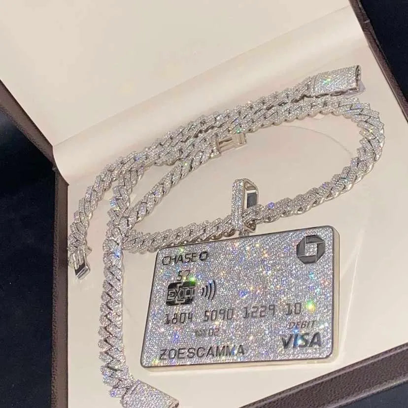 VISA Pendant Iced Fully Vvs Moissanite Diamond