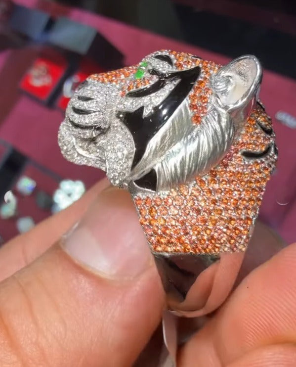 9" Custom Lion Ring VVS Moissanite