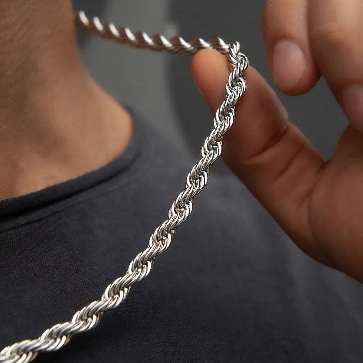 18" Rope Chain in White Gold- 6mm