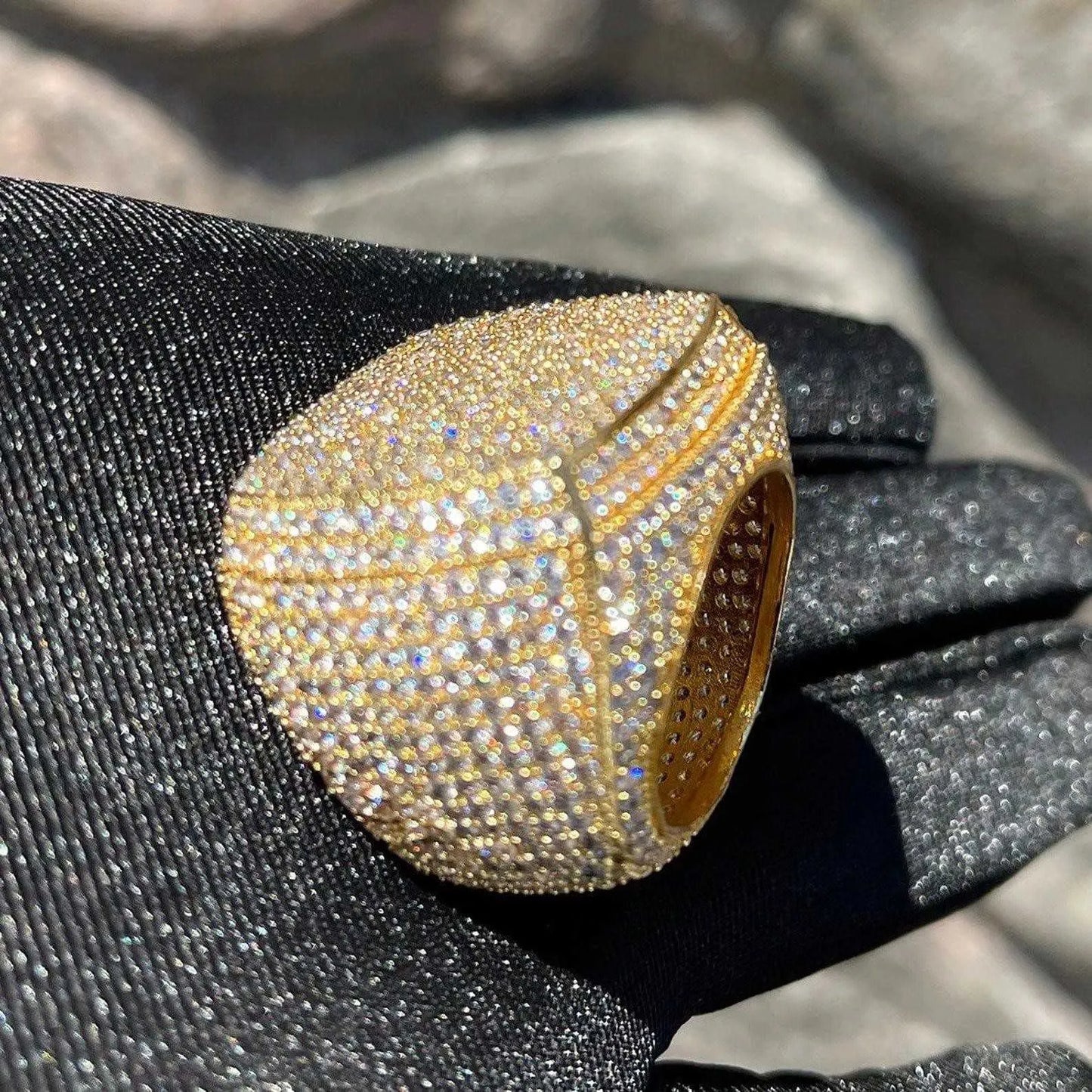 9" Moissanite Diamond Rings Fully Iced Original VVS Gold