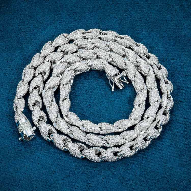 20" Necklace Moissanite Chain Cuban 7mm Tennis Chain Link Iced Out