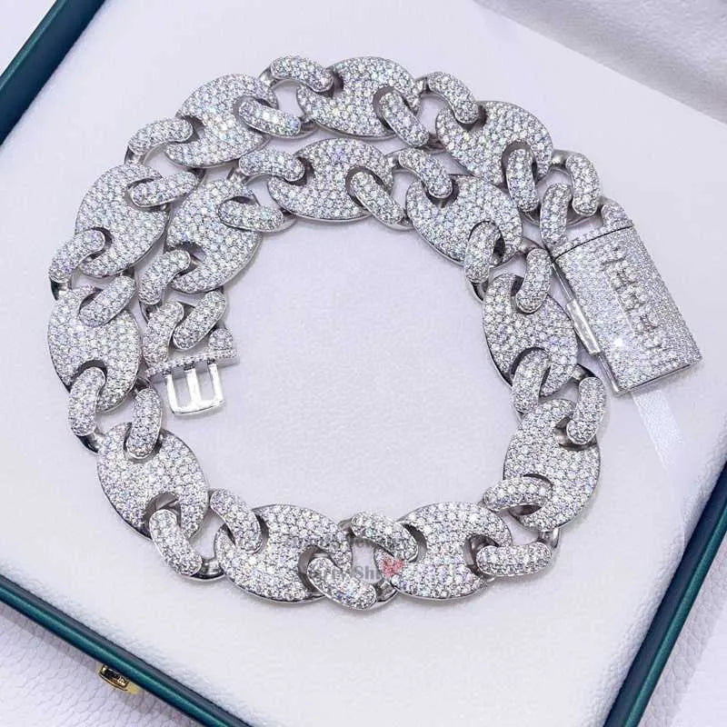 20" Necklace Moissanite Chain Cuban Link Iced Out