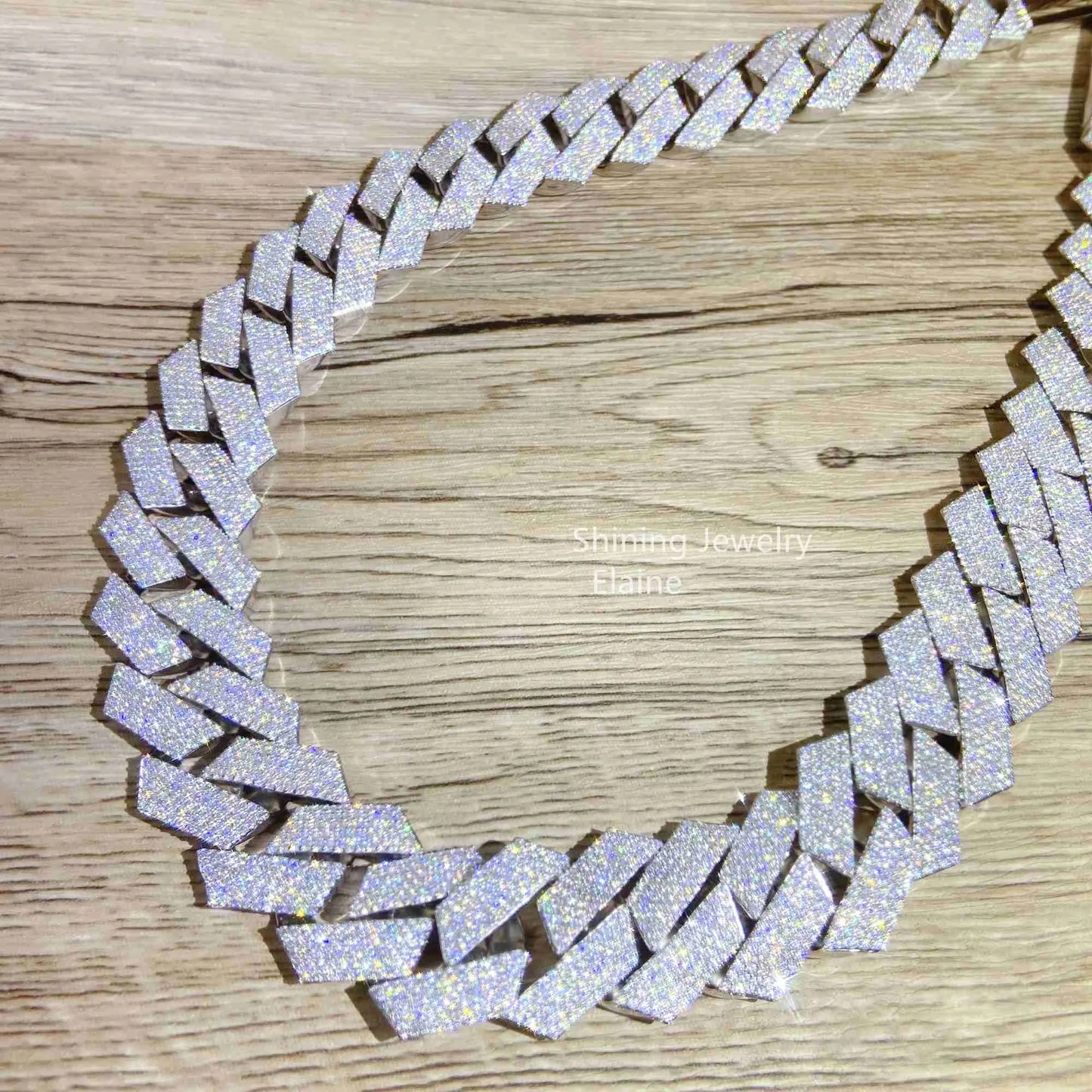22" Silver Necklace VVS Moissanite Iced Out Cuban Link Chain