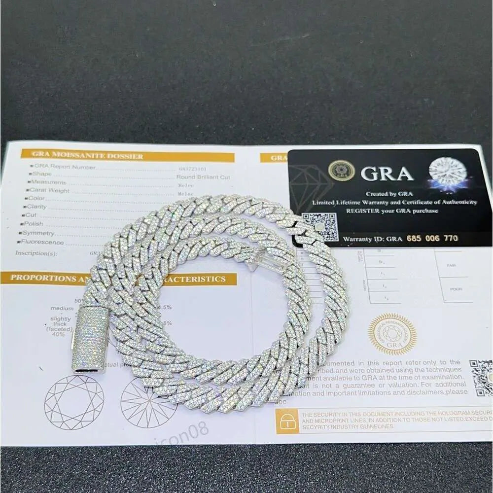 18" Necklace Moissanite Chain Cuban Link Iced Out