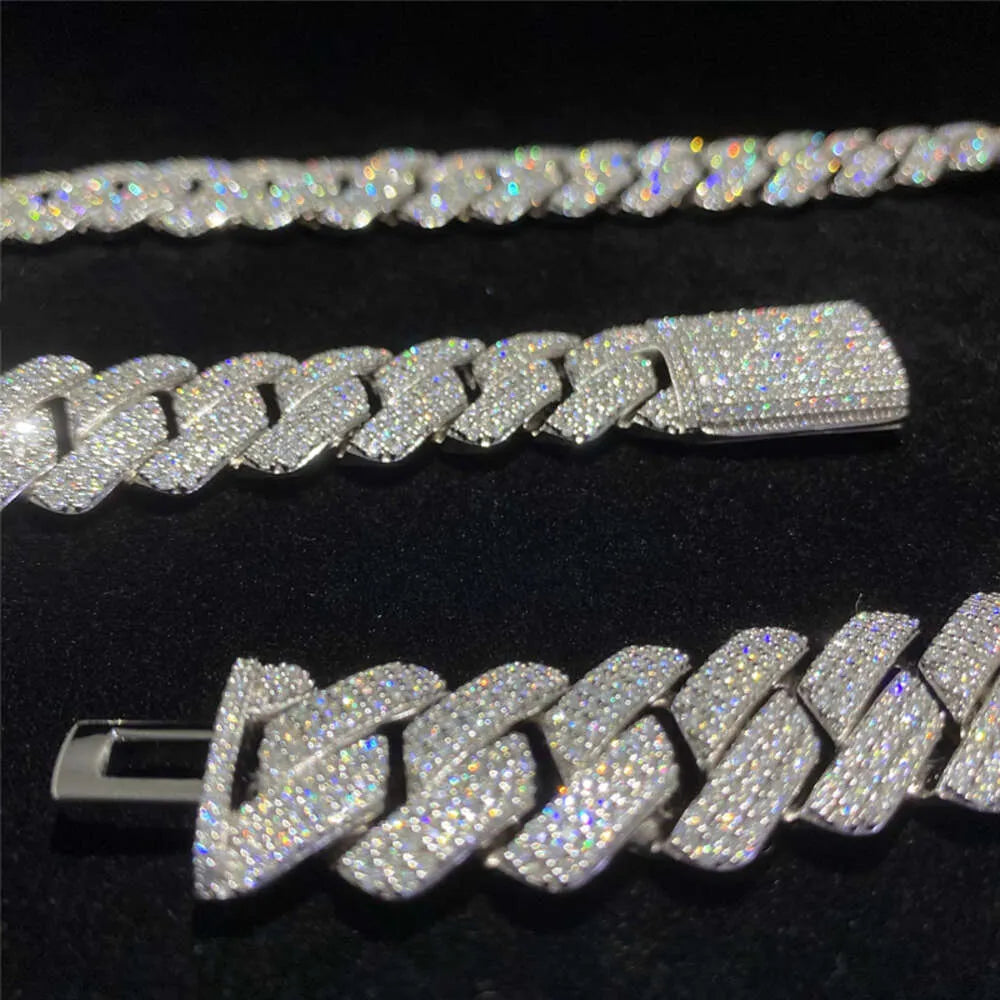 18" Necklace Moissanite Chain Cuban Tennis Chain Link Iced Out