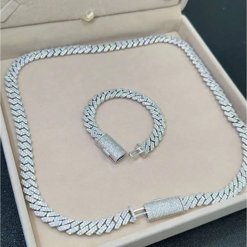 21" Necklace Moissanite Chain Cuban Link Iced Out