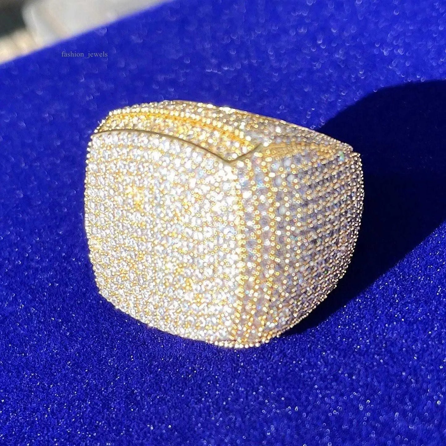 9" Moissanite Diamond Rings Fully Iced Original VVS Gold
