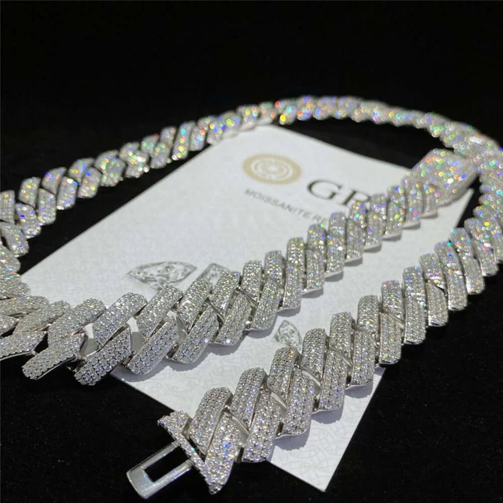 18" Necklace Moissanite Chain Cuban Tennis Chain Link Iced Out