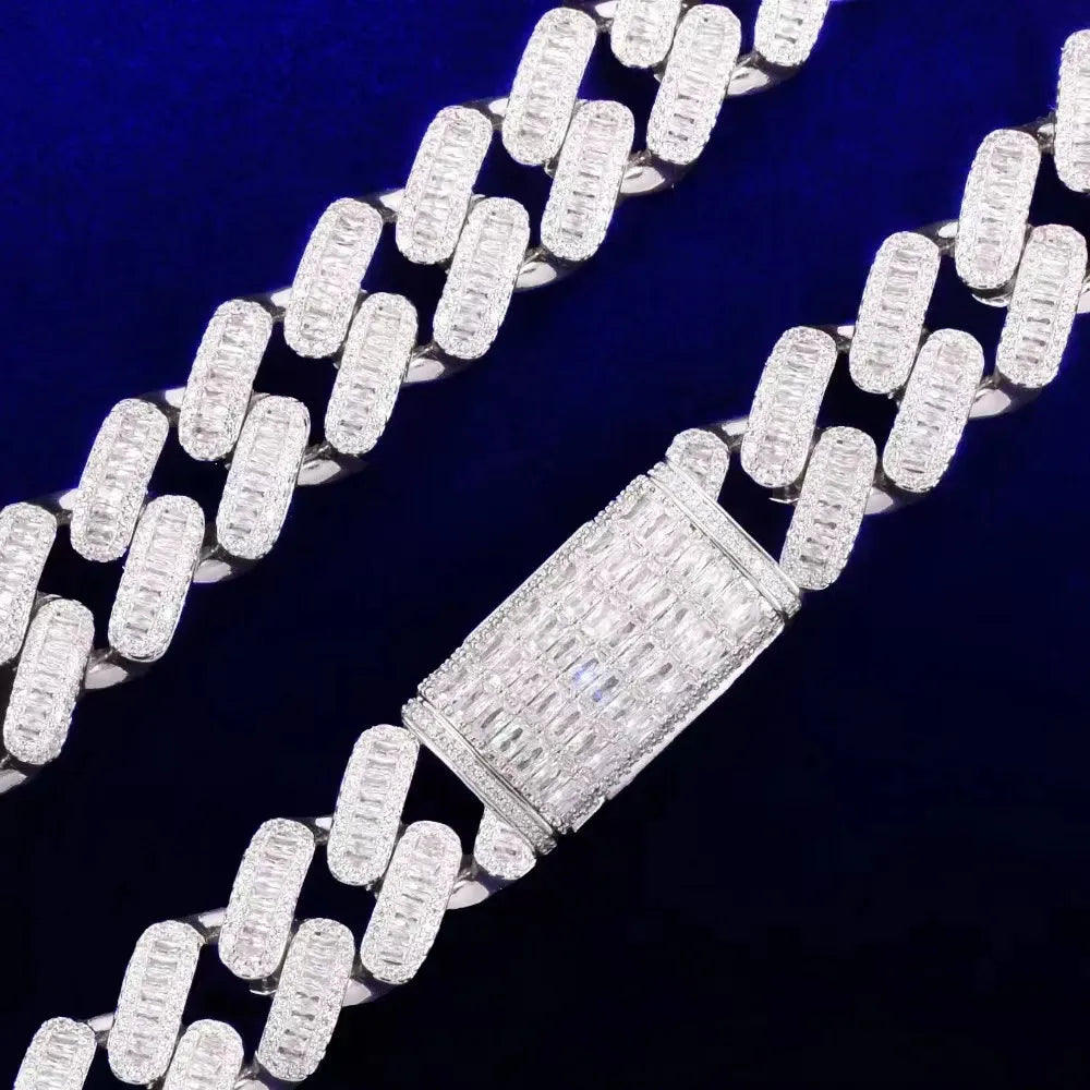 20" Necklace Moissanite Chain Cuban Link Iced Out