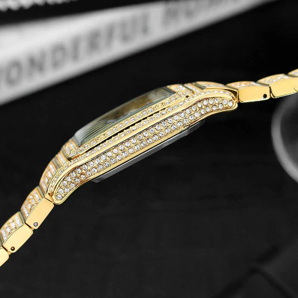 8" Iced Out Diamond Moissanite Gold Watch