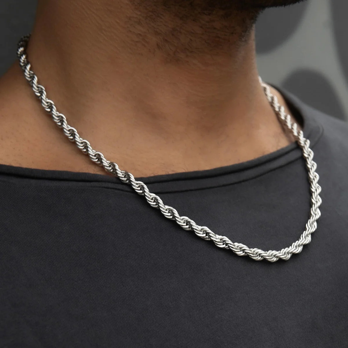 18" Rope Chain in White Gold- 6mm