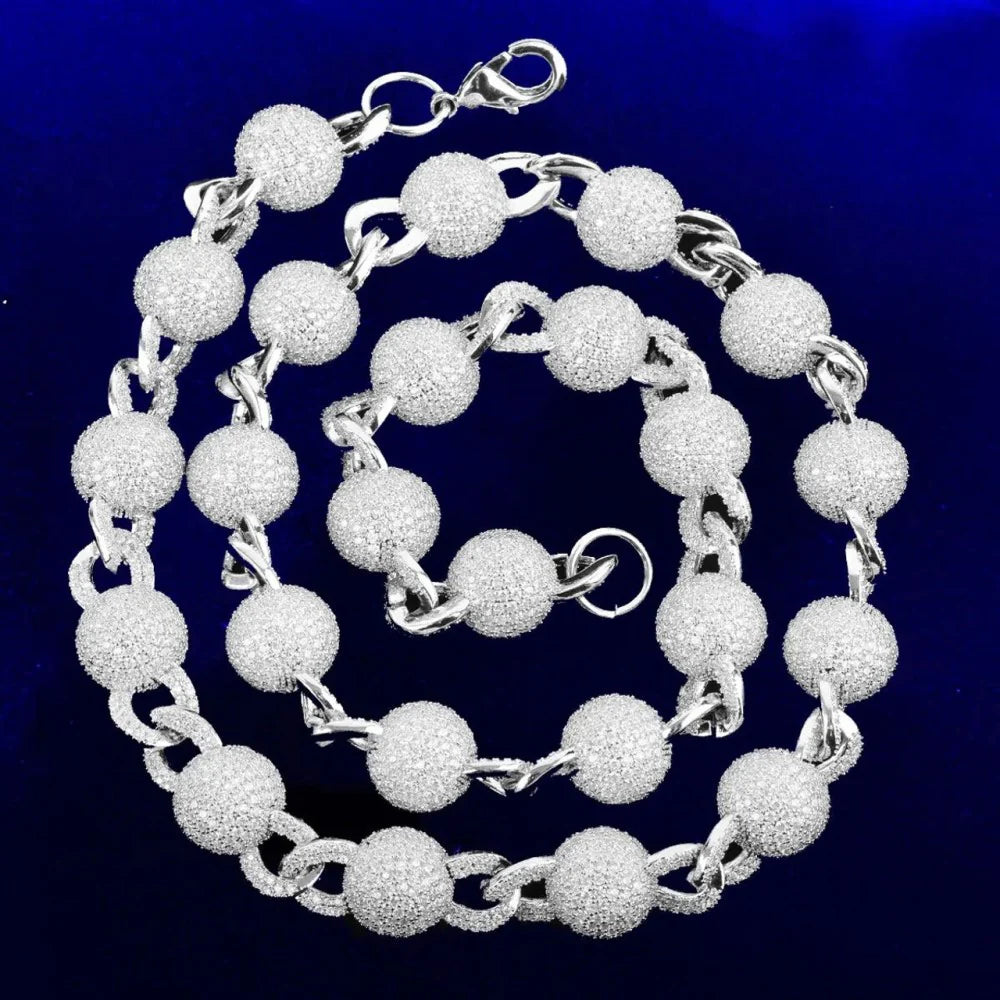 Iced Out Moissanite Ball Chain Necklace Customized Hip Hop Jewelry