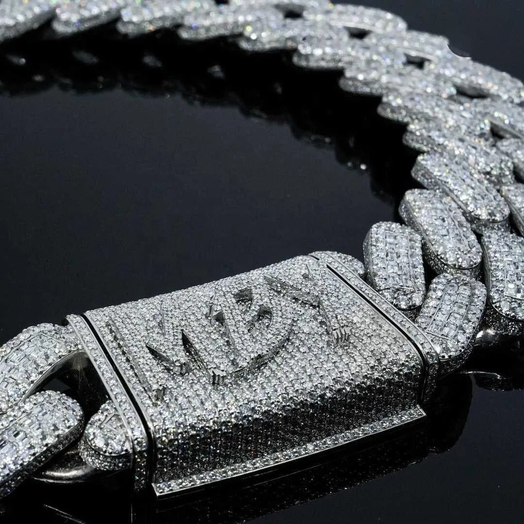 20" Necklace Moissanite Chain Cuban Link Iced Out