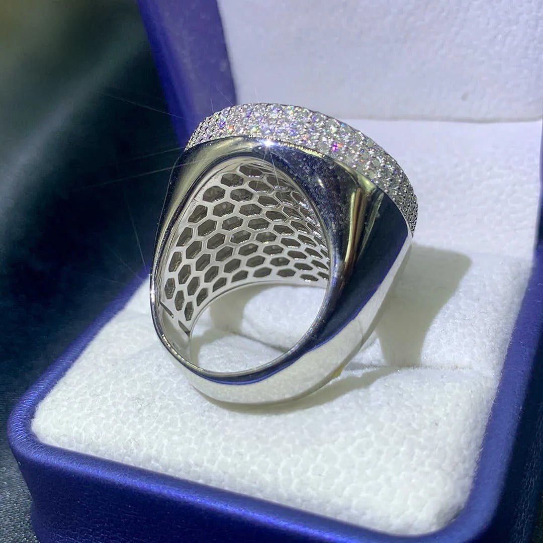 9" Custom Silver Moissanite Diamond Ring VVS Moissanite