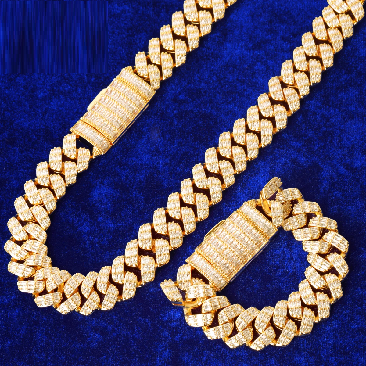 20" Vvs Moissanite Necklace Cuban Link Chain Real Gold Plated Hip Hop
