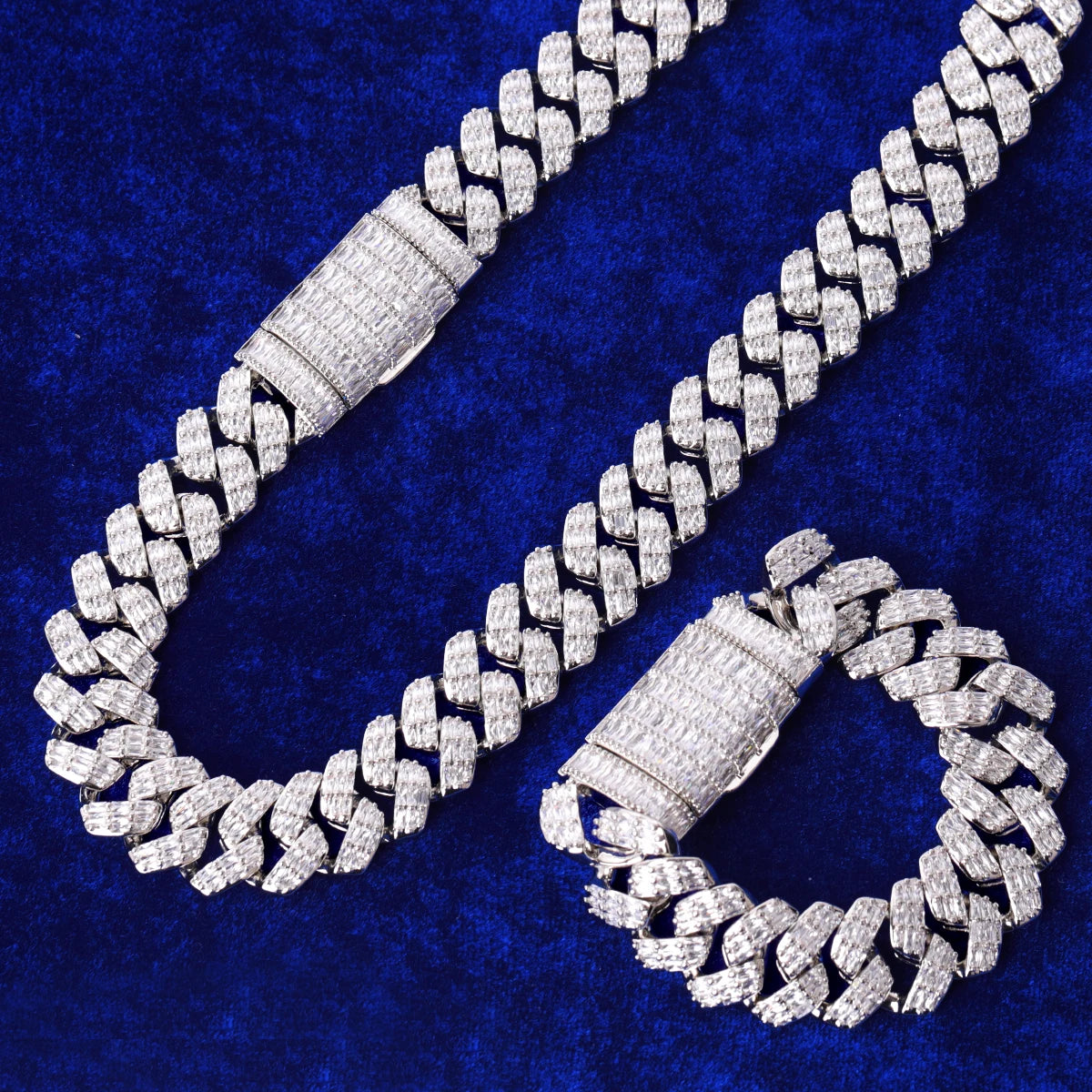 20" Vvs Moissanite Necklace Cuban Link Chain Real Gold Plated Hip Hop