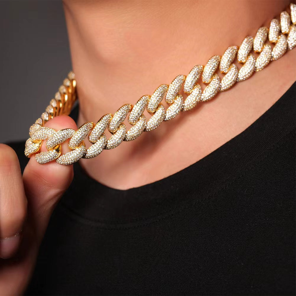 21" Necklace Moissanite Chain Cuban Tennis Chain Link Iced Out